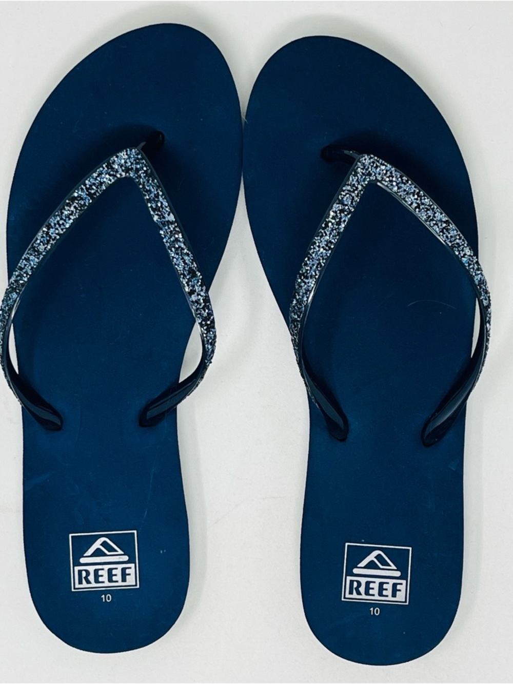Reef Stargazer Flip Flops Size 10 Blue Glitter Strap Sandals - Picture 2 of 9